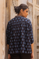 Ajrakh Cotton Hand Block Printed Gathered Top