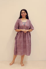 Cotton Hand Block Printed Kaftan - Blue