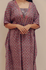 Cotton Hand Block Printed Kaftan - Blue