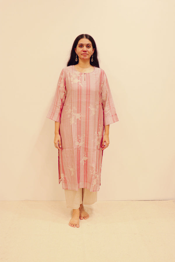 Chanderi Digital Printed kurta- Pink