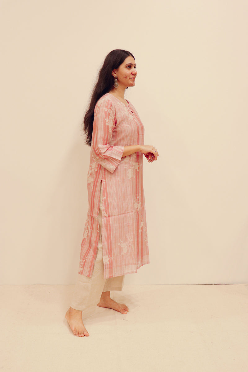 Chanderi Digital Printed kurta- Pink