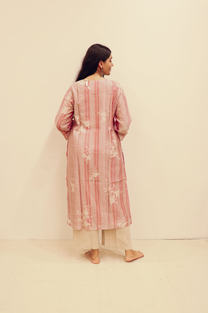Chanderi Digital Printed kurta- Pink
