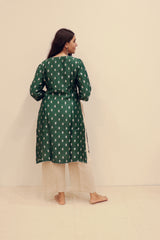 Silk Hand Work Kurta - Green