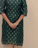Silk Hand Work Kurta - Green