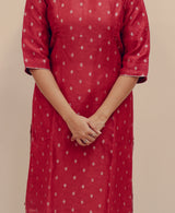 Silk Hand Work Kurta - Red