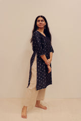 Silk Hand Work Kurta - Blue