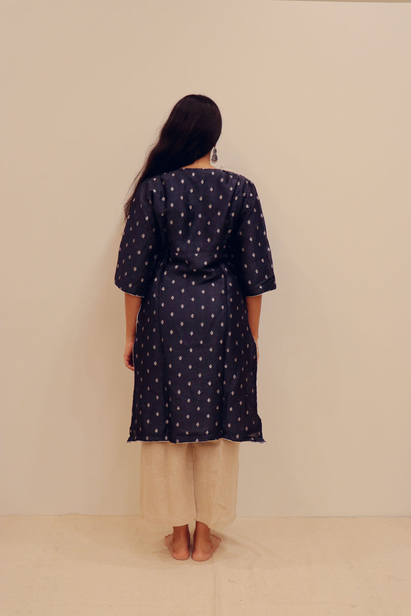 Silk Hand Work Kurta - Blue