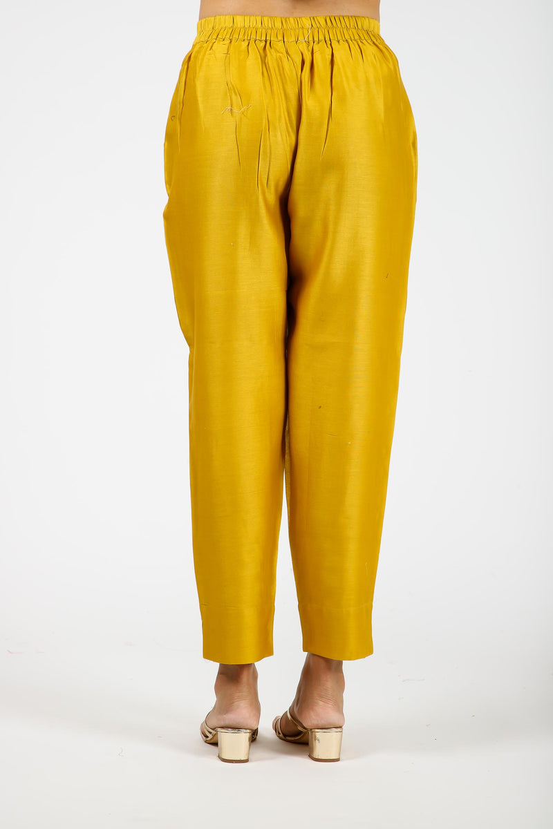 Chanderi Narrow Pant - Yellow