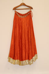 Silk Hand Embroidered Lehenga - Orange