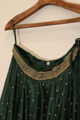 Silk Hand Embroidered Lehenga - Green