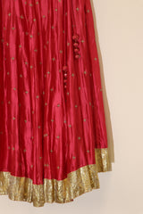 Silk Hand Embroidered Lehenga - Pink