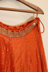 Silk Hand Embroidered Lehenga - Orange