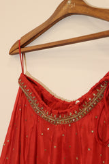 Silk Hand Embroidered Lehenga - Red