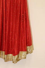 Silk Hand Embroidered Lehenga - Red