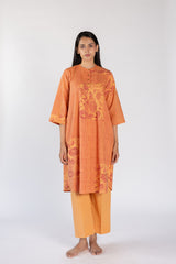 Orange Striped & Floral Cotton Tunic