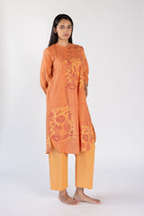 Orange Striped & Floral Cotton Tunic