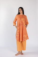 Orange Striped & Floral Cotton Tunic