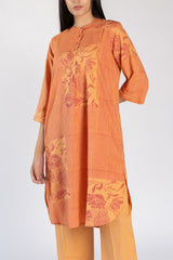 Orange Striped & Floral Cotton Tunic