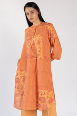 Orange Striped & Floral Cotton Tunic
