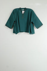 Green Cotton Short Kaftan Top