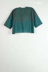 Green Cotton Short Kaftan Top