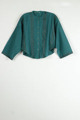 Green Cotton Short Kaftan Top