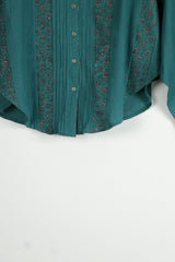 Green Cotton Short Kaftan Top