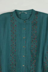 Green Cotton Short Kaftan Top