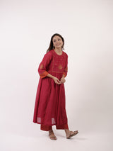 Pink Hand-Embroidered Chanderi Kurta