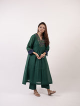 Green Hand-Embroidered Chanderi Kurta