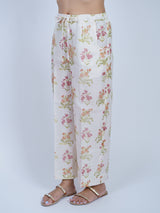White Floral Block Printed Chanderi Parallel