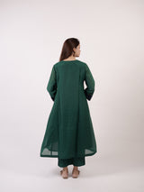 Green Hand-Embroidered Chanderi Kurta