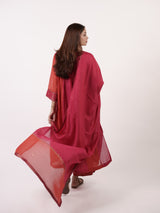 Pink & Orange Dual-Tone Embroidered Chanderi Dupatta
