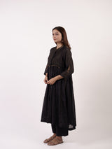 Black Pintuck & Zari Hand-Embroidered Chanderi Kurta
