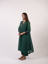 Green Hand-Embroidered Chanderi Kurta