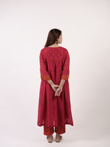 Pink Hand-Embroidered Chanderi Kurta
