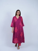 Pink Floral Screen-Printed Cotton Kurta