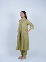 Green Hand-Embroidered Cotton Kurta