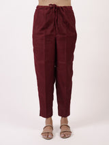 Maroon Solid Chanderi Straight Pant