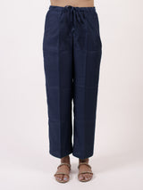 Blue Solid Chanderi Parallel