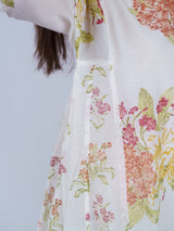 White Floral Hand Block Printed Chanderi Kurta