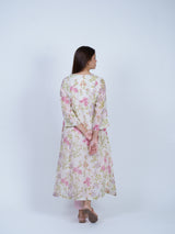 White Floral Hand Block Printed Chanderi Kurta