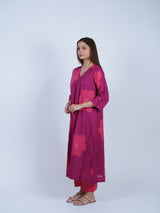 Pink Floral Screen-Printed Cotton Kurta