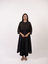 Black Pintuck & Zari Hand-Embroidered Chanderi Kurta