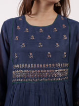 Blue Hand-Embroidered Chanderi Kurta