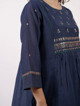 Blue Hand-Embroidered Chanderi Kurta