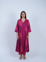 Pink Floral Screen-Printed Cotton Kurta