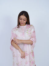 Pink Floral Hand Block Printed Chanderi Tunic