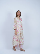 White Floral Hand Block Printed Chanderi Kurta
