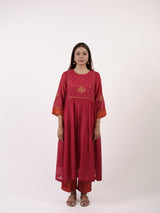 Pink Hand-Embroidered Chanderi Kurta